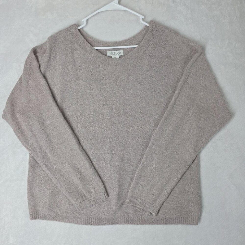 RACHEL ZOE Sweater Size XL Karla Knit Round Neck Long Sleeves Tan EUC